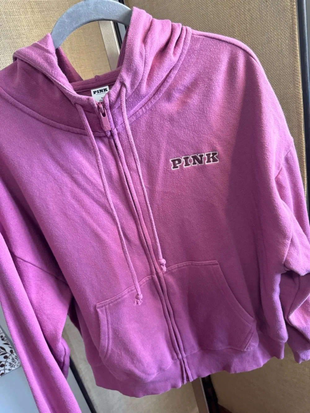 PINK Victoria Secret Zip-Up Hoodie in Bright Pink - Picture 2 of 7